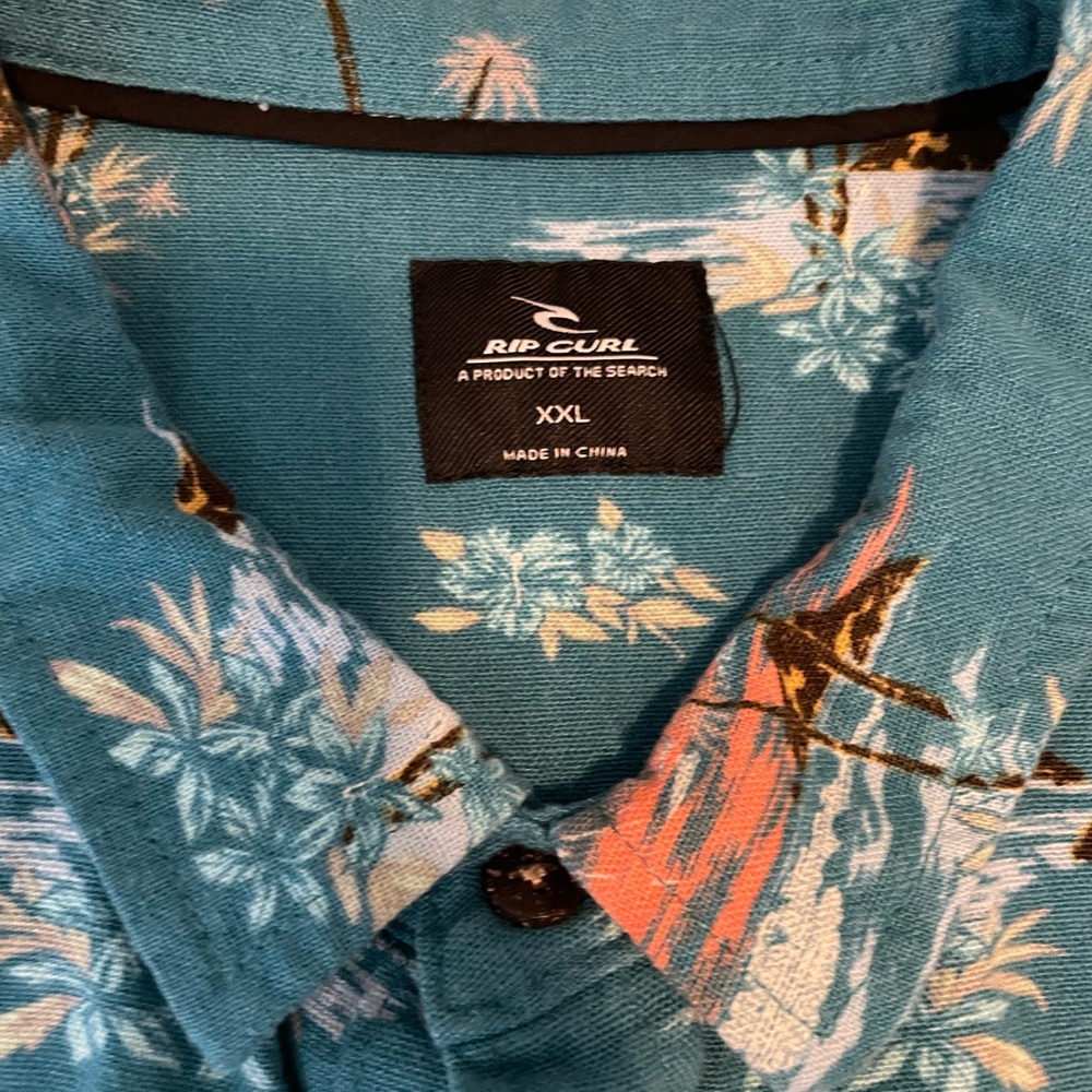 Rip Curl Hawaiian Print Short Sleeve Button Down … - image 2